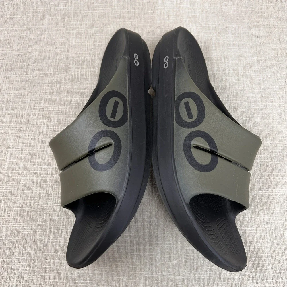 OOFOS OOahh Sport Recovery Slides Men 12 Women 14 Tactical Green Comfort Sporty